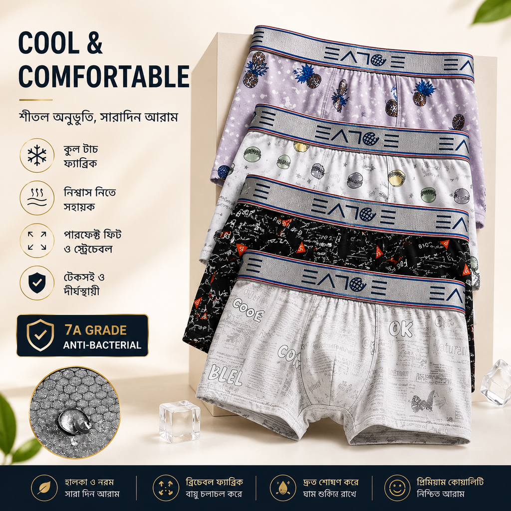 Premium Ice Silk Printed Boxer ( Set of 4 )