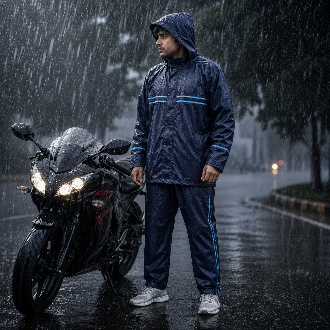 Windproof Full Coverage Raincoat Set (XXL)