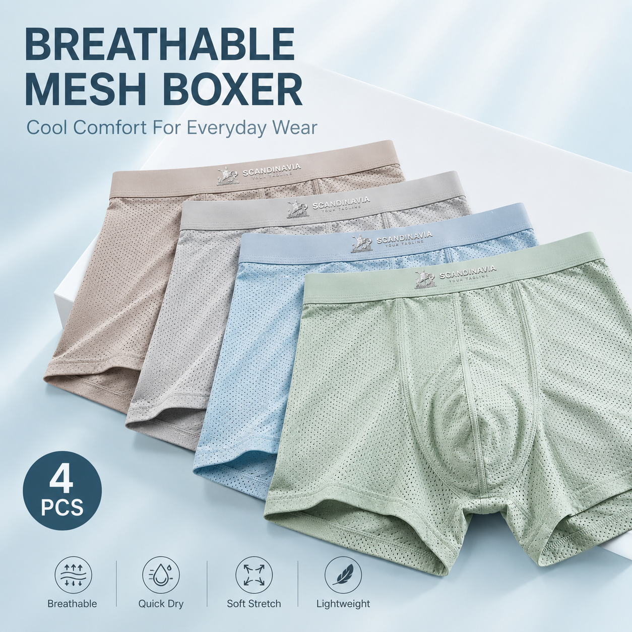 Premium Luxury Ice Silk Comfort Men’s Underwear (Set of 4)