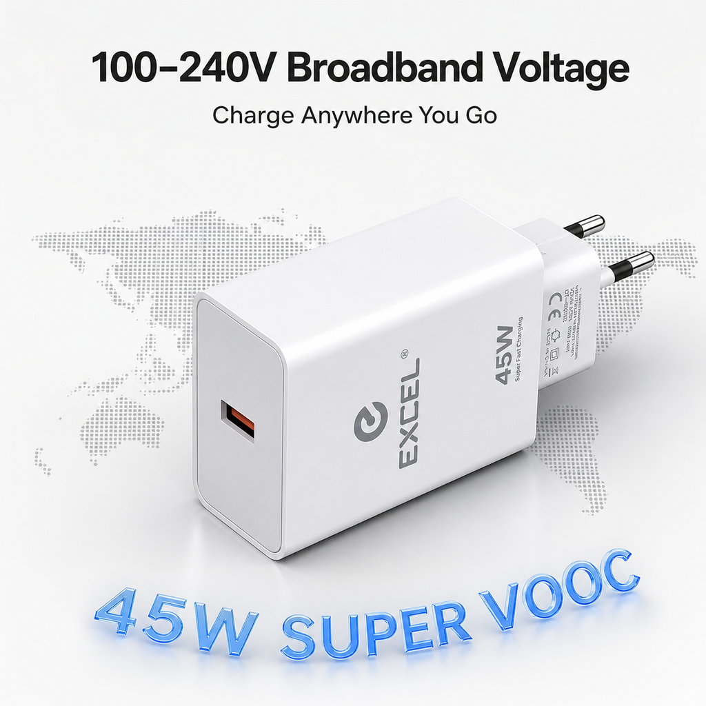 45W Fast Charging Single Port Adapter & Cable