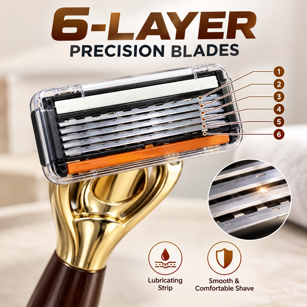 Royal-Edge 6-Layer Premium Shaving Razor with 6 Heads