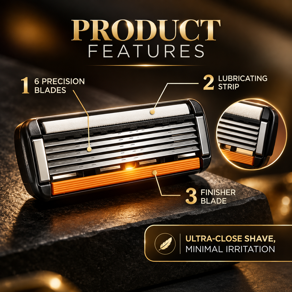 Royal-Edge 6-Layer Premium Shaving Razor with 6 Heads