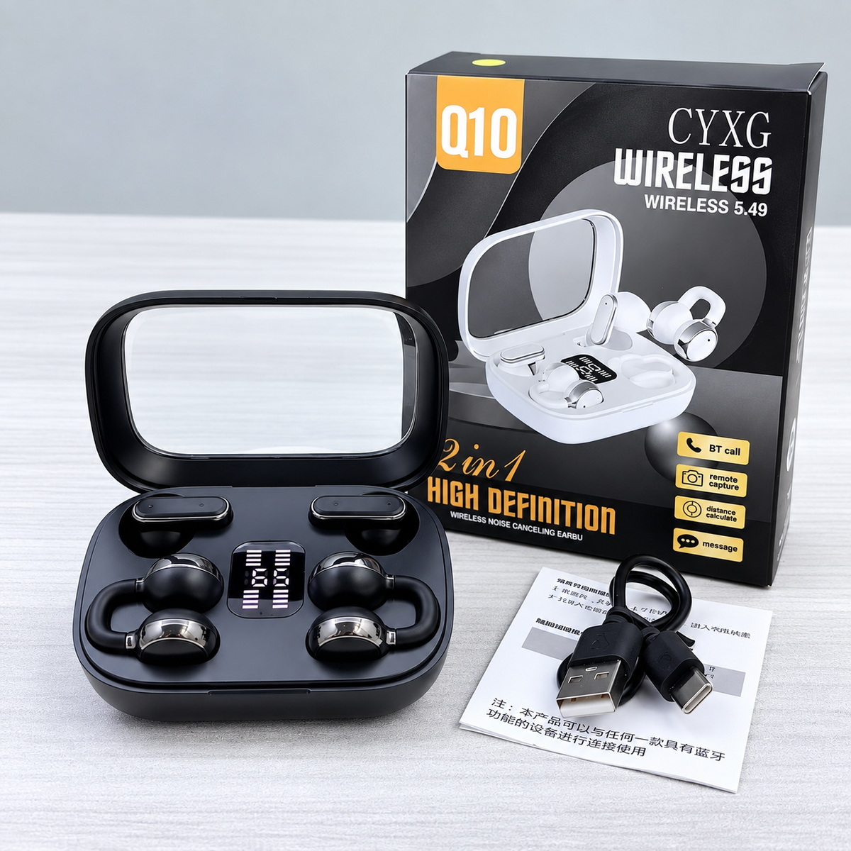 Q10 4-in-1 Bluetooth Earbuds-Dual Wearing Style