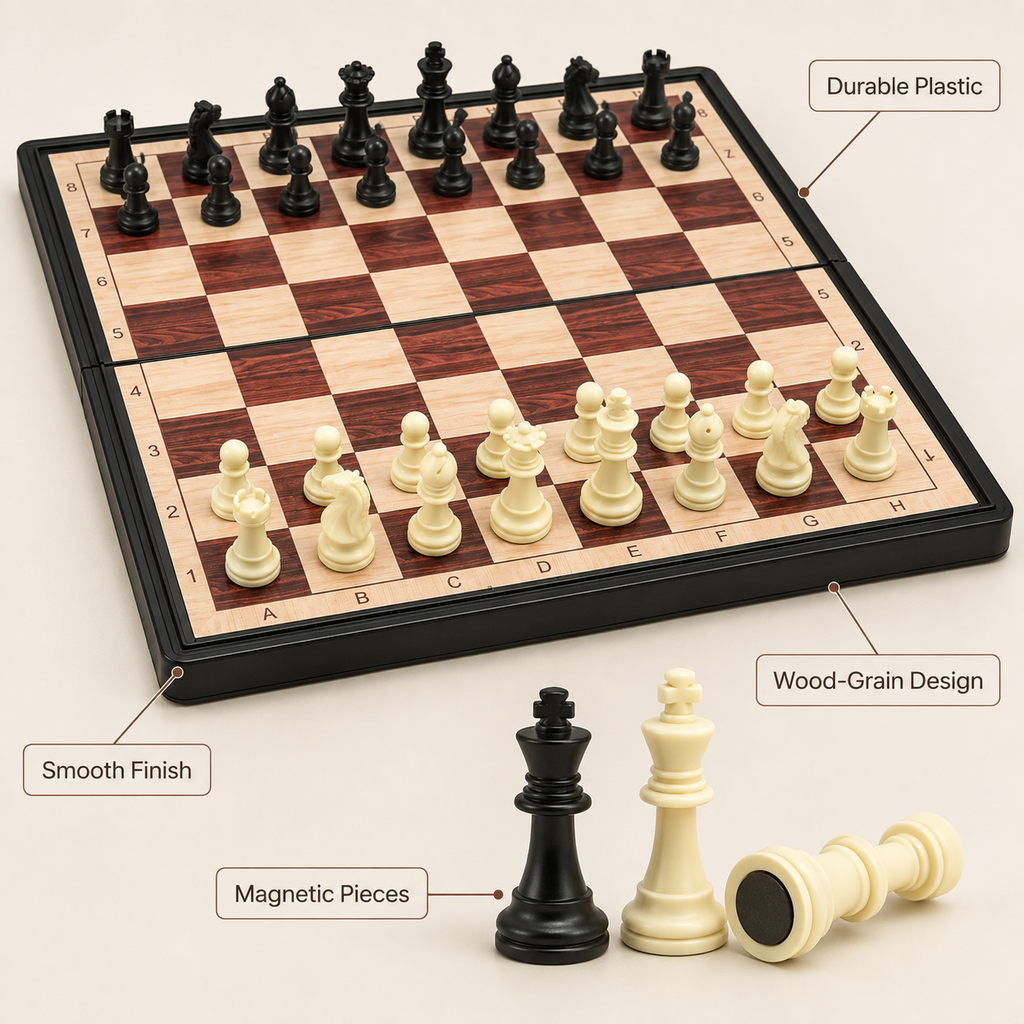 2-in-1 Magnetic Chess & Checkers Set