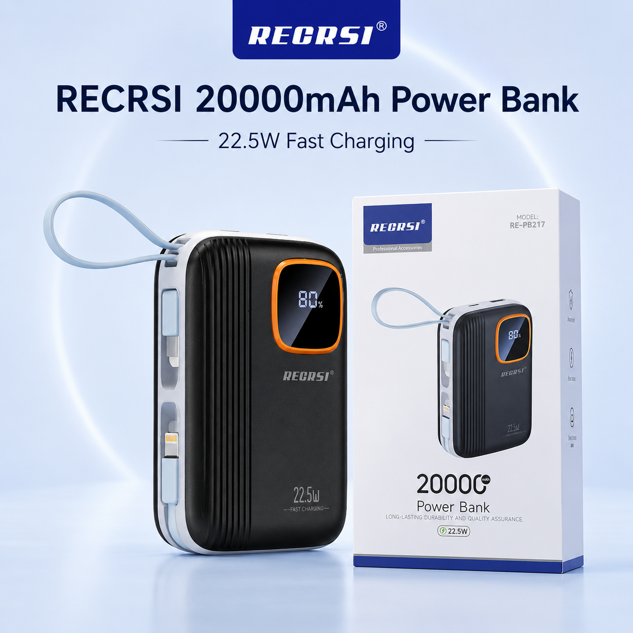 RECRSI Fast Charging Power Bank 20000mAh
