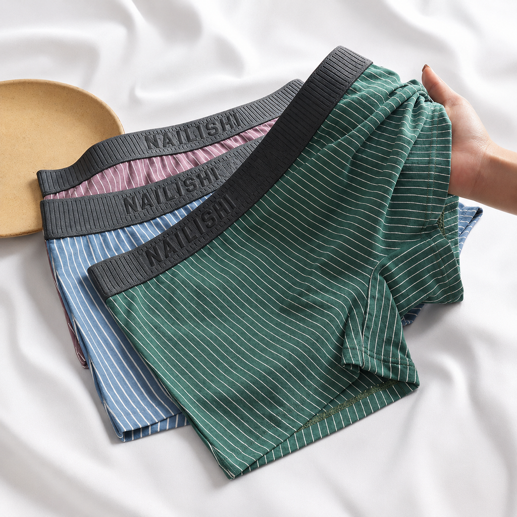 Men's Breathable Striped Premium Boxer ( Set Of 03 )
