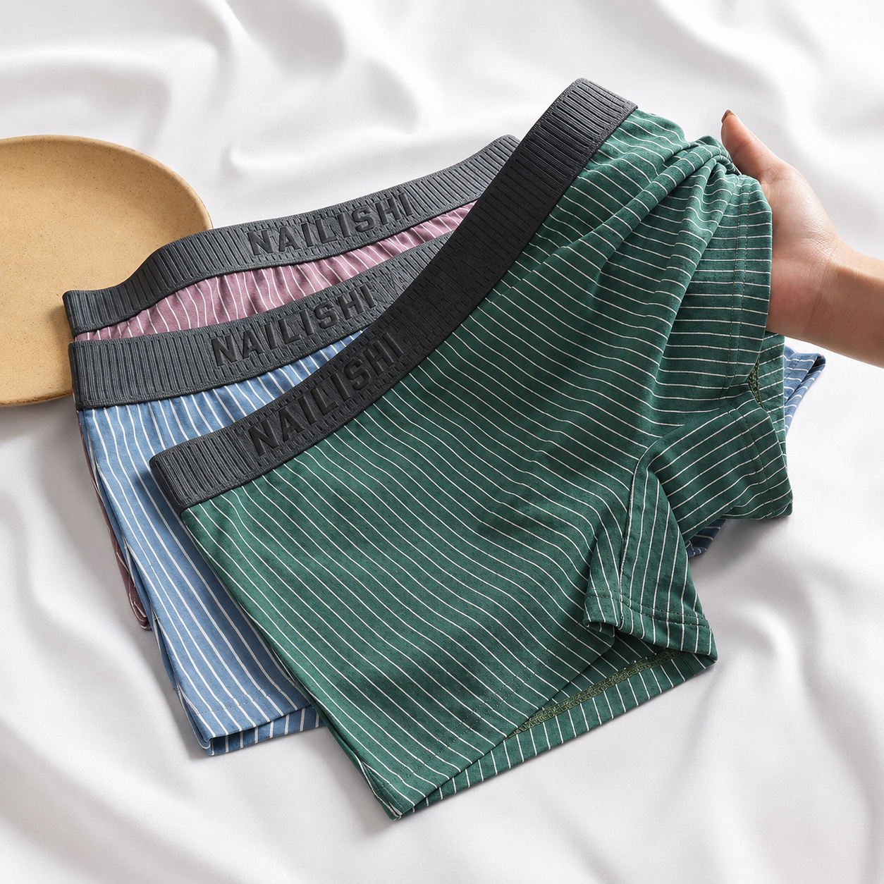 Men's Breathable Striped Premium Boxer ( Set Of 03 )