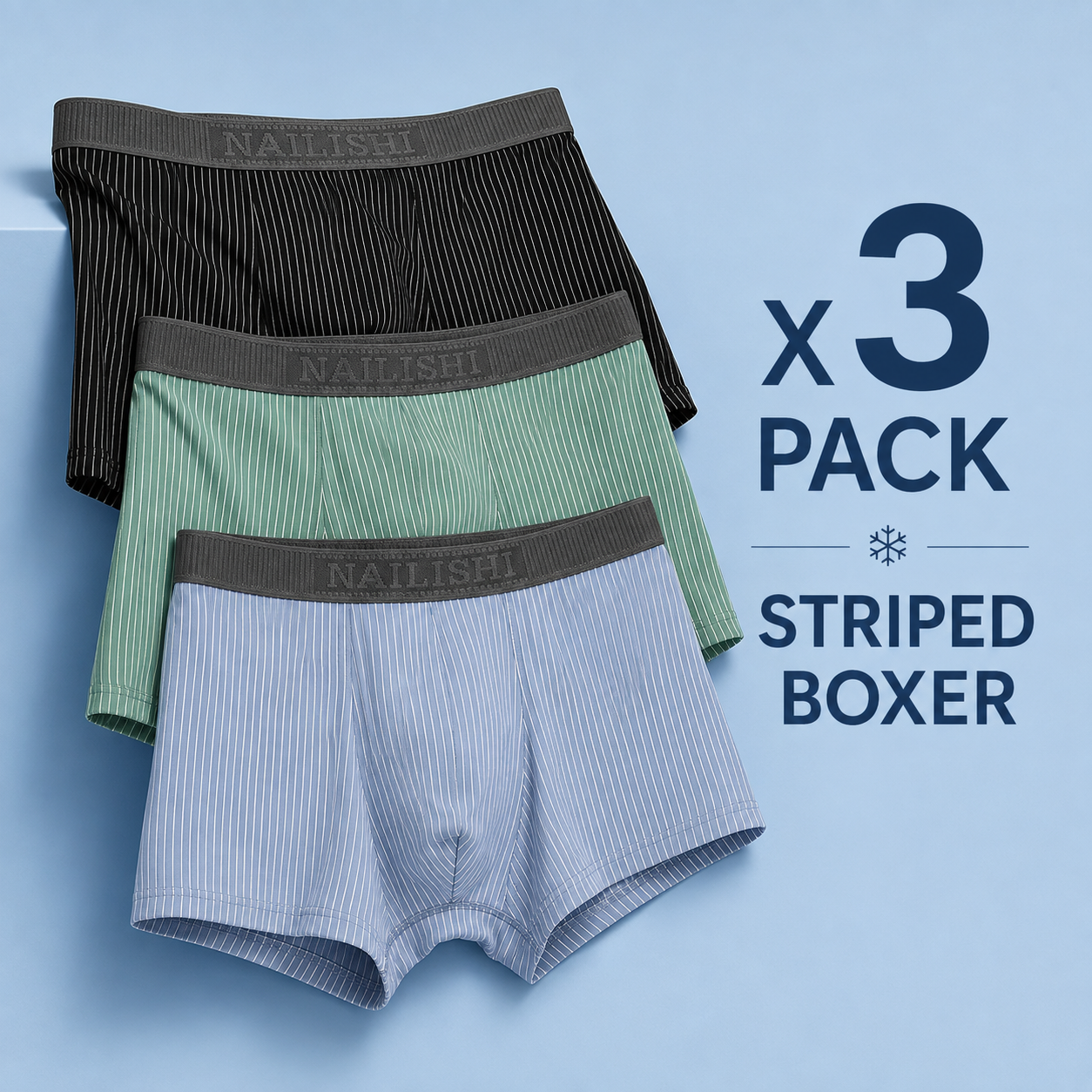 Men's Breathable Striped Premium Boxer ( Set Of 03 )