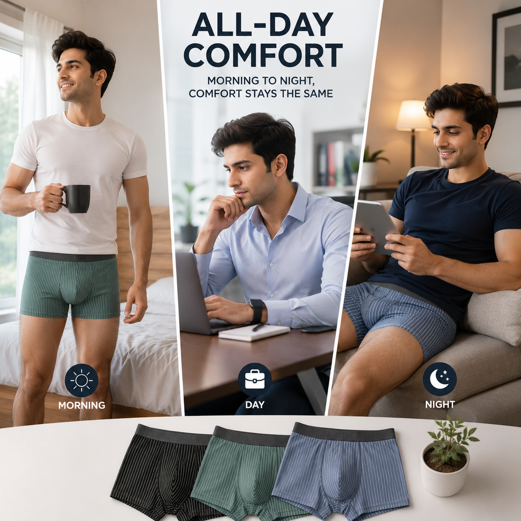 Men's Breathable Striped Premium Boxer ( Set Of 03 )