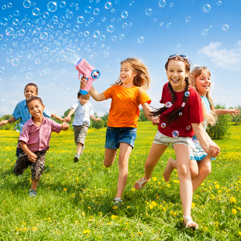Kids Automatic Bubble Gun Toy with LED Light