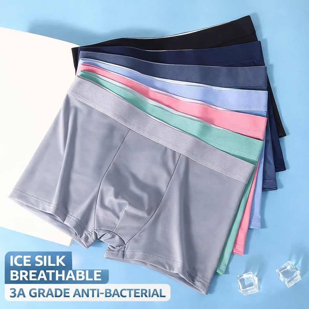 Men's Pure Ice Silk Antibacterial Ultrathin Underwear(set of 4)