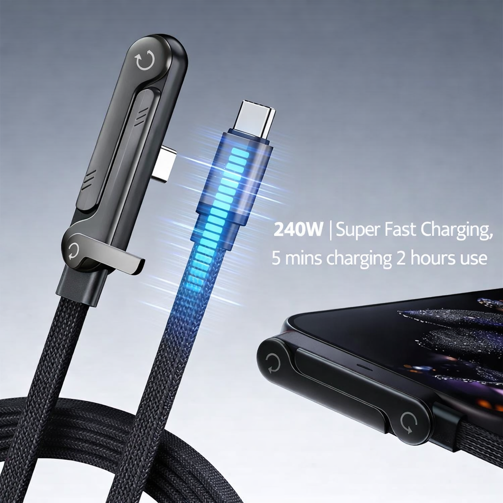 240W Fast Charging Cable with Invisible Stand