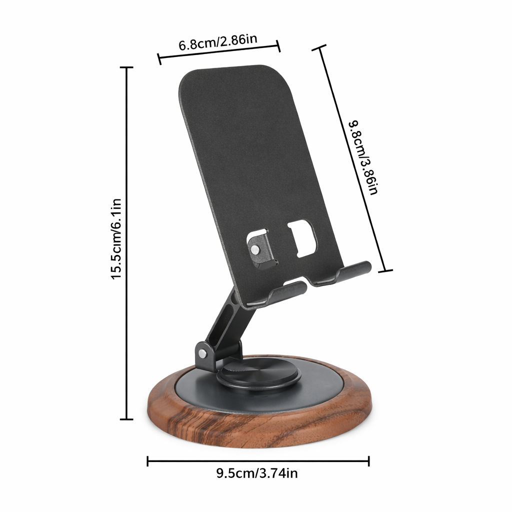 360 Degree Wooden Rotating Adjustable Phone Stand