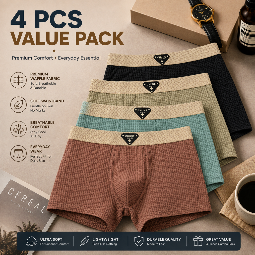 Men's Ice Silk net pattern Premium Boxer ( Set of 04 )