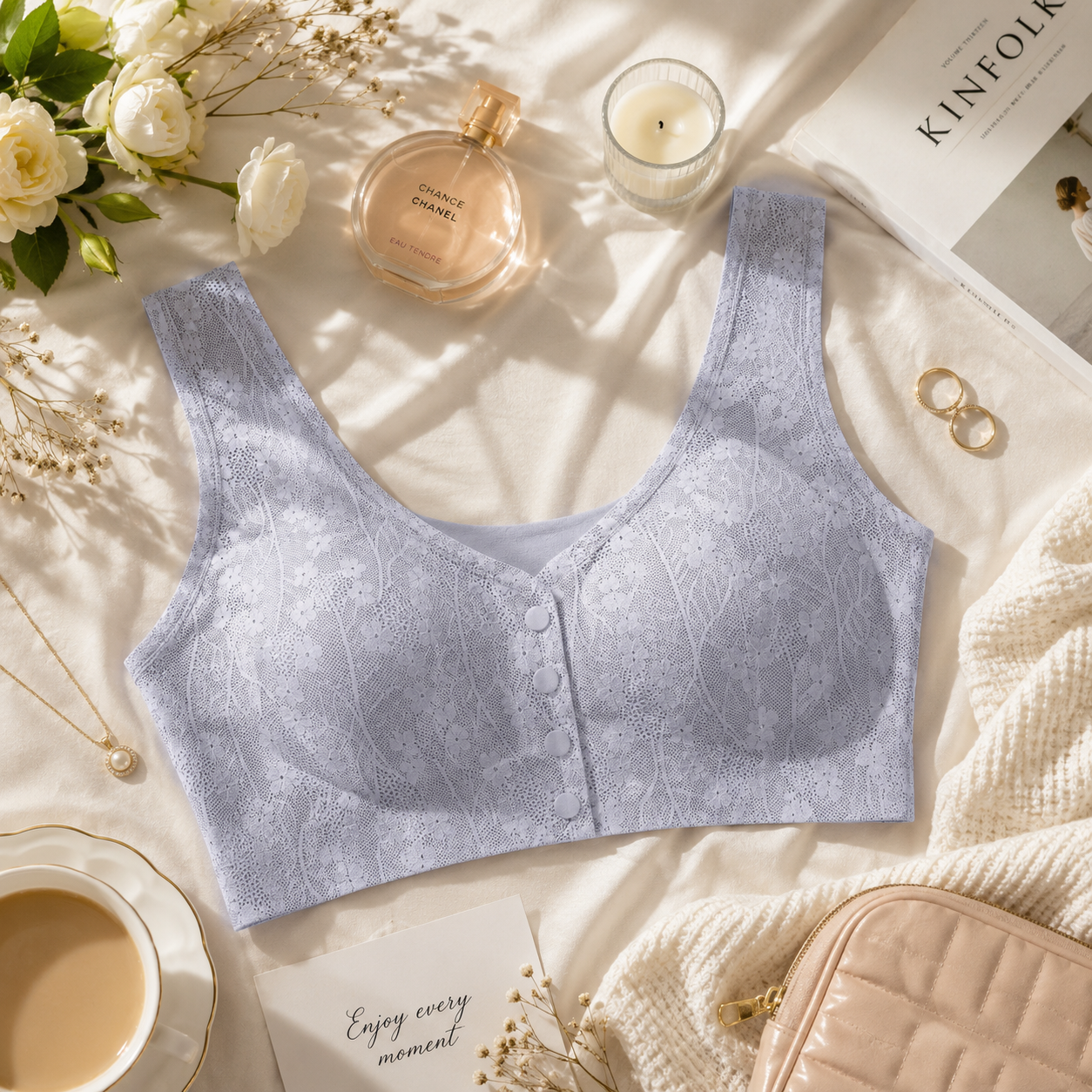 Korean Style Front Button Seamless Comfort Bra ( Set of 2)
