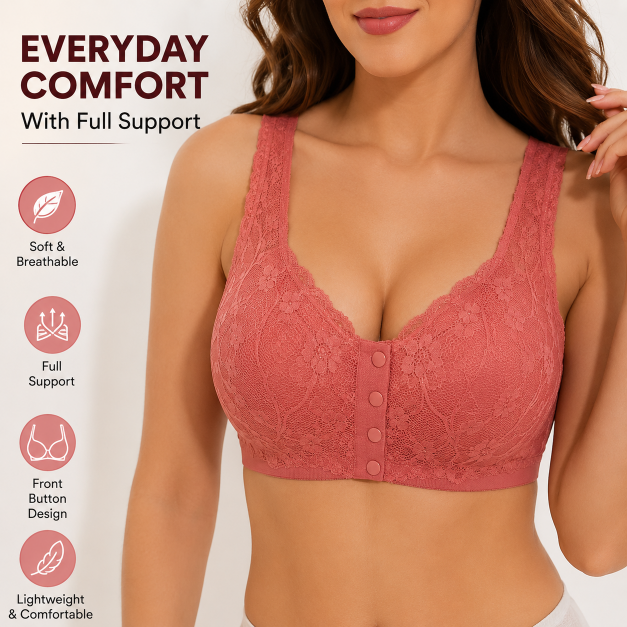 Korean Style Front Button Seamless Comfort Bra ( Set of 2)
