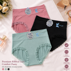 Premium Ribbed Lace Comfort Panty ( Set of 3 )