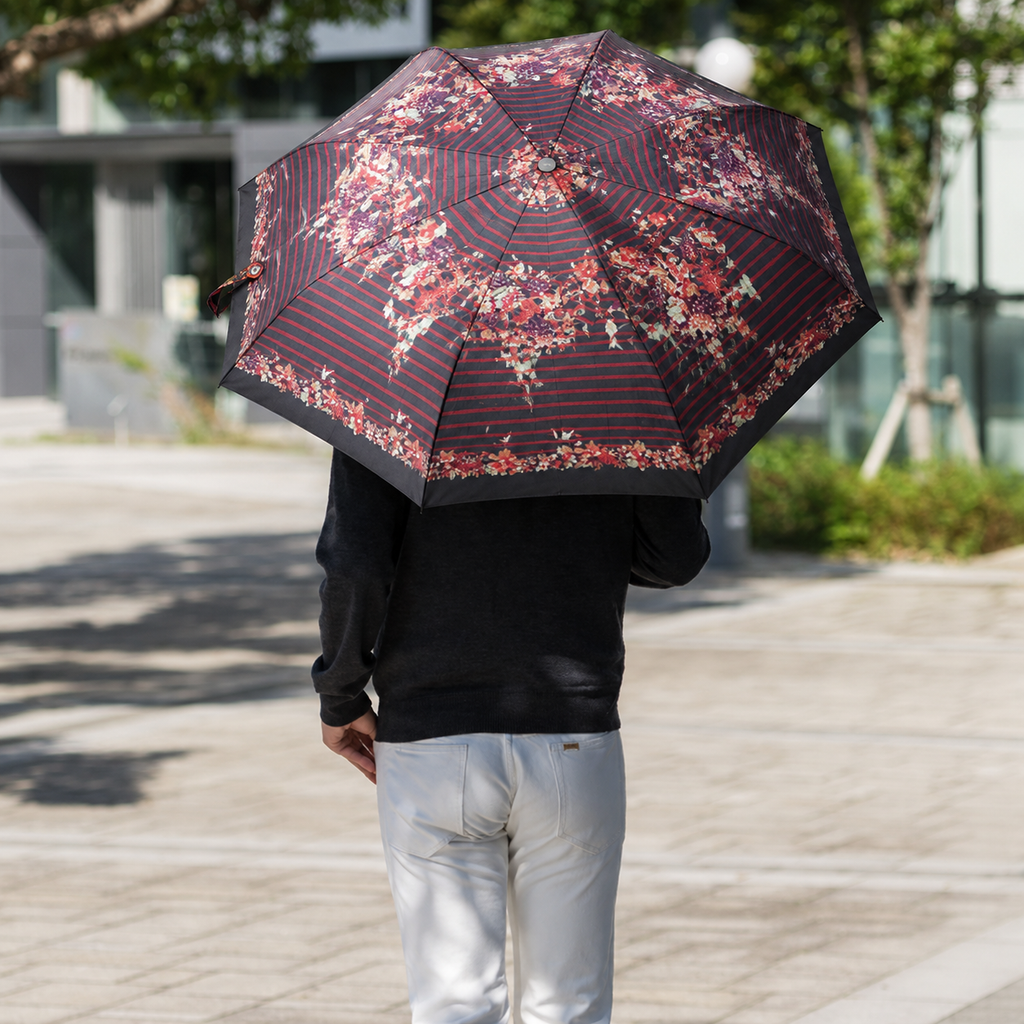 Elegant Floral 10-Ribs Folding Umbrella