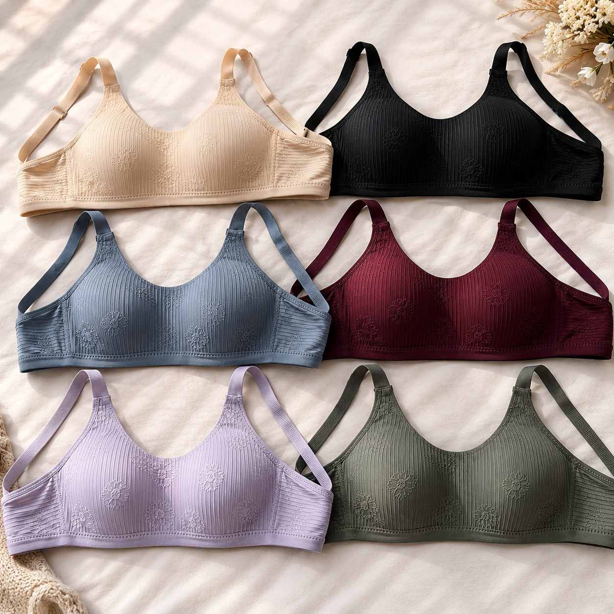Luxury Floral Comfort Bra ( Set of 3 )