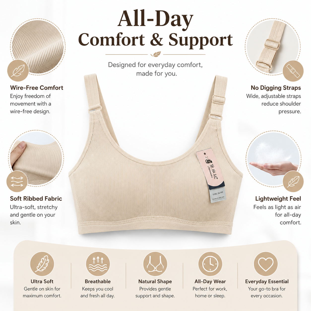 Ultra Smooth Wireless Bra ( Set of 3 )