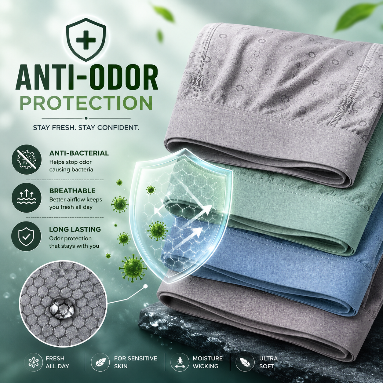CoolGuard Breathable Boxer Briefs ( Set of 4 )