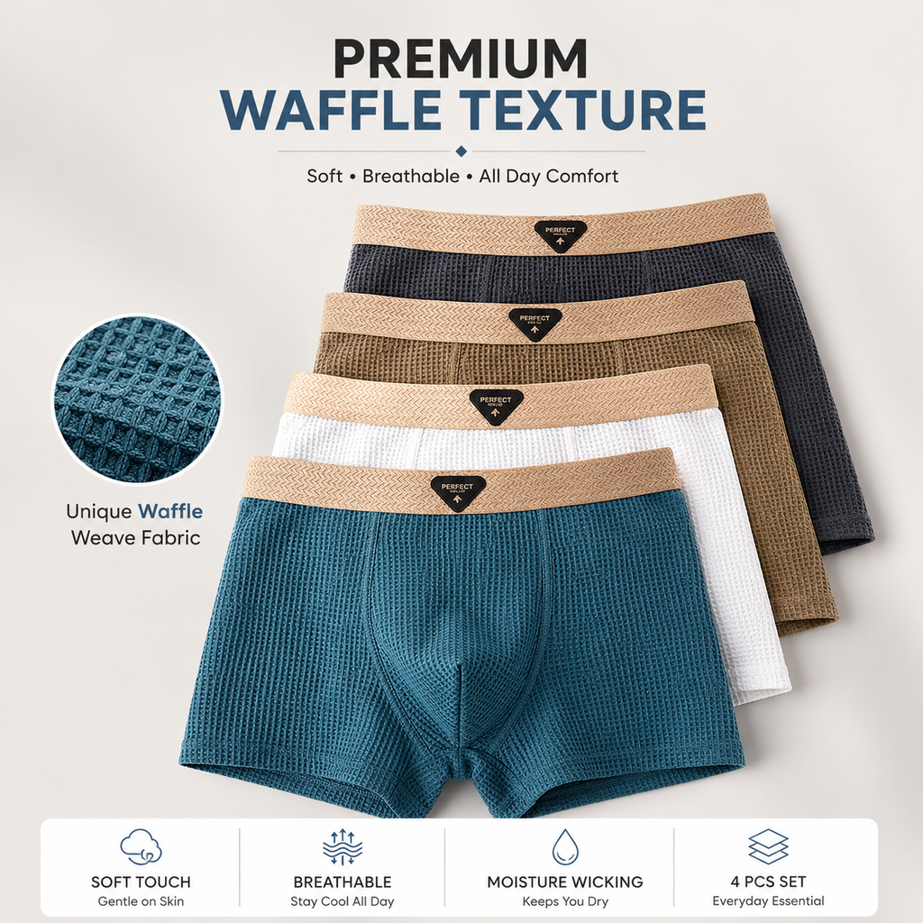 Men's Ice Silk net pattern Premium Boxer ( Set of 04 )