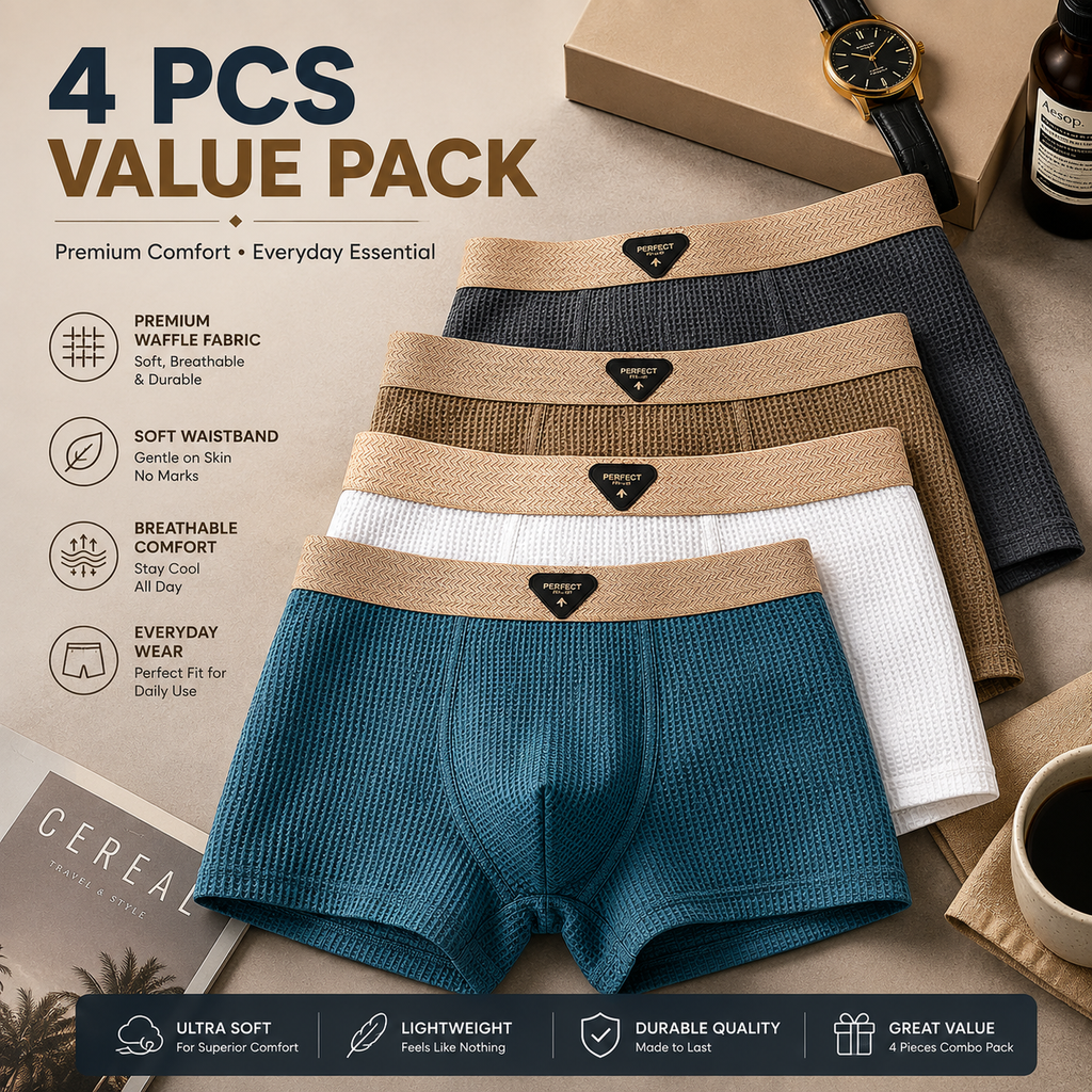 Men's Ice Silk net pattern Premium Boxer ( Set of 04 )