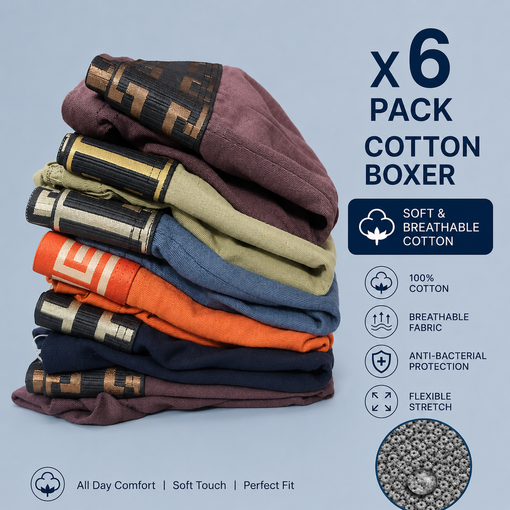 Soft Breathable Cotton Trunk Boxers ( Set of 6 )