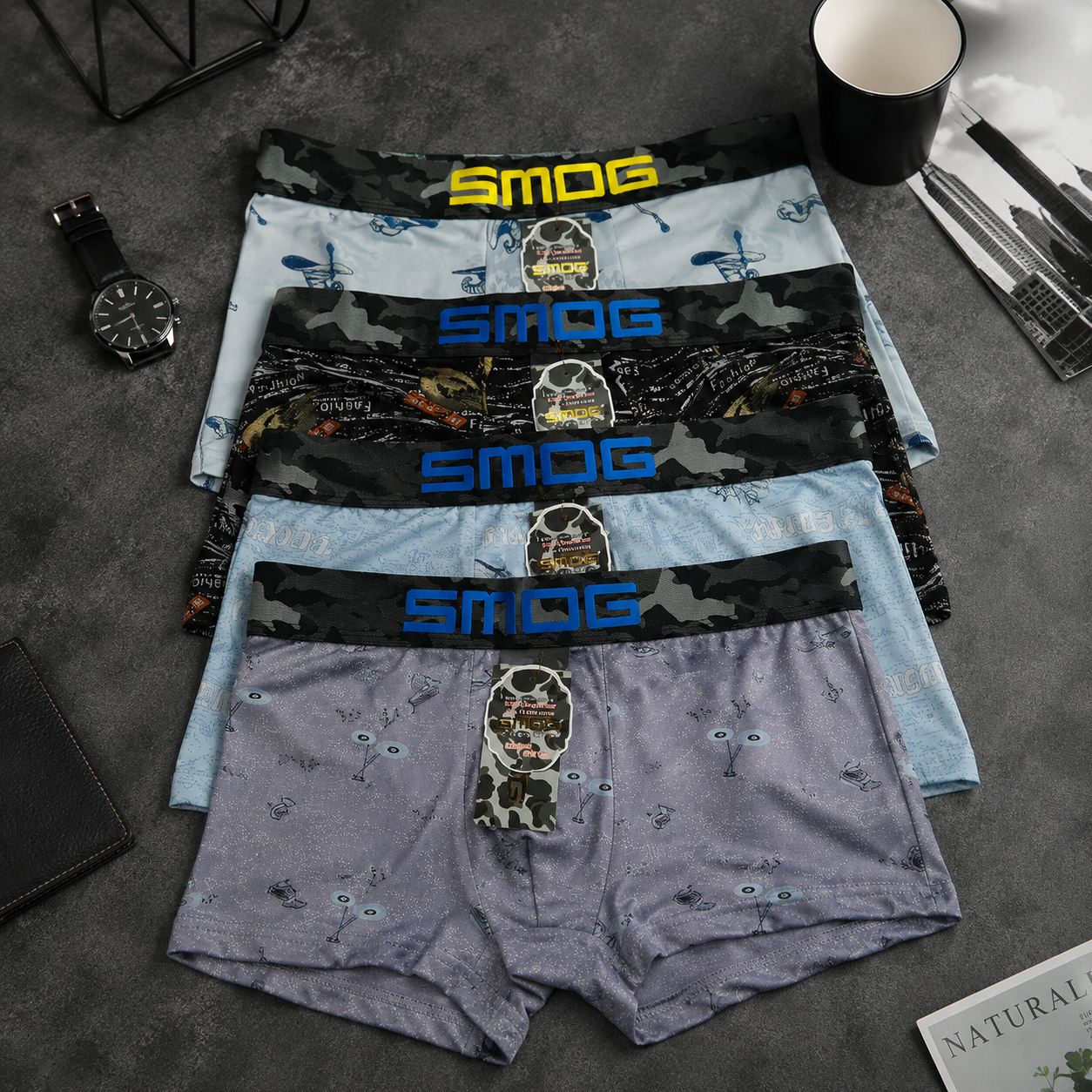 Premium Ice Silk Printed Boxer ( Set of 4 )