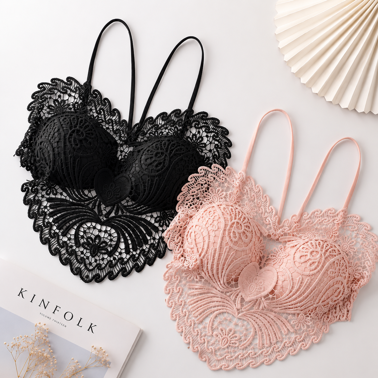 Elegant Floral Lace Bralette For Women ( Set of 2 )