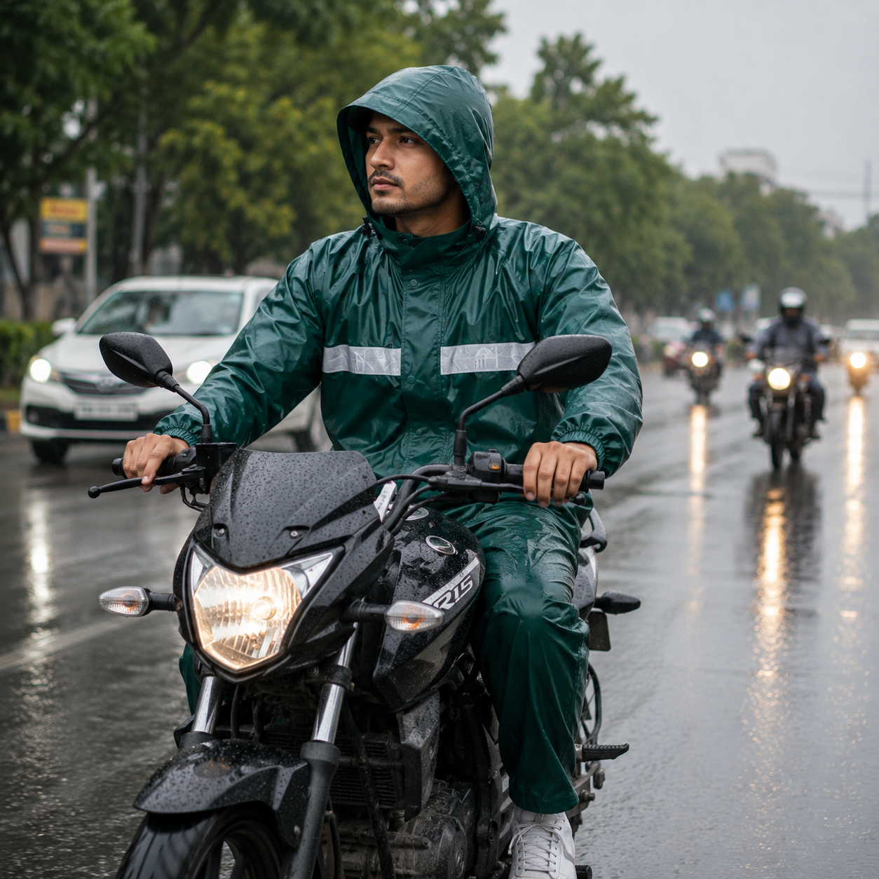 Premium Rubber Waterproof Rain Suit (XXL)