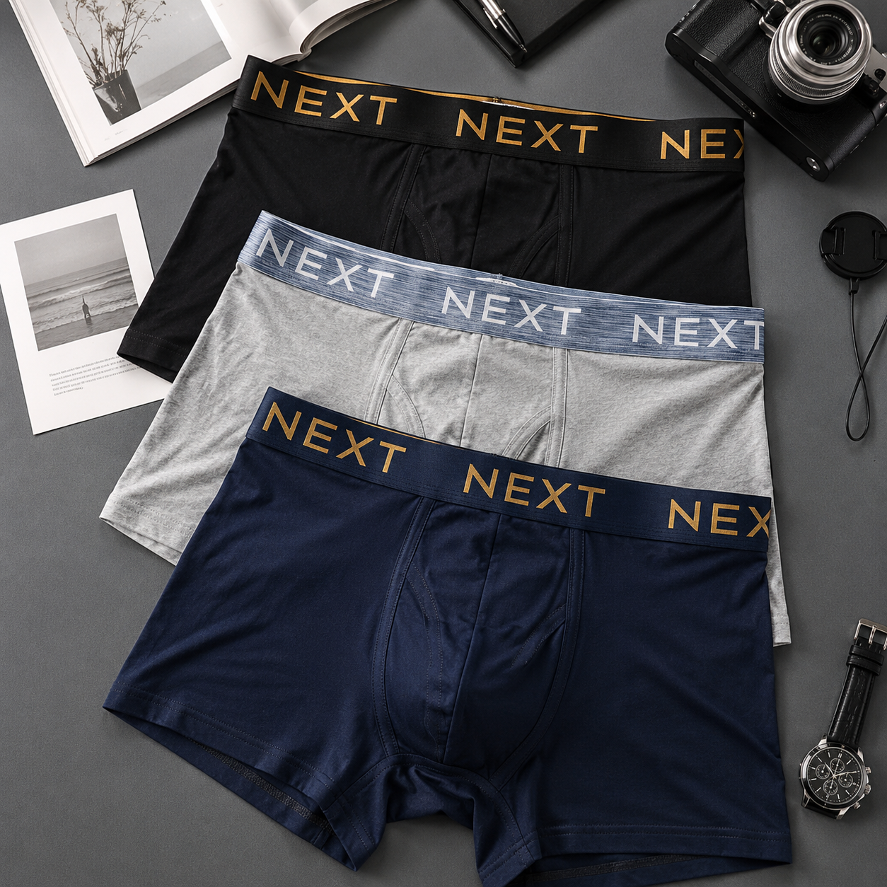 Premium Flexible Fit Men’s Microfiber Boxer Trunks  (Set of 3)