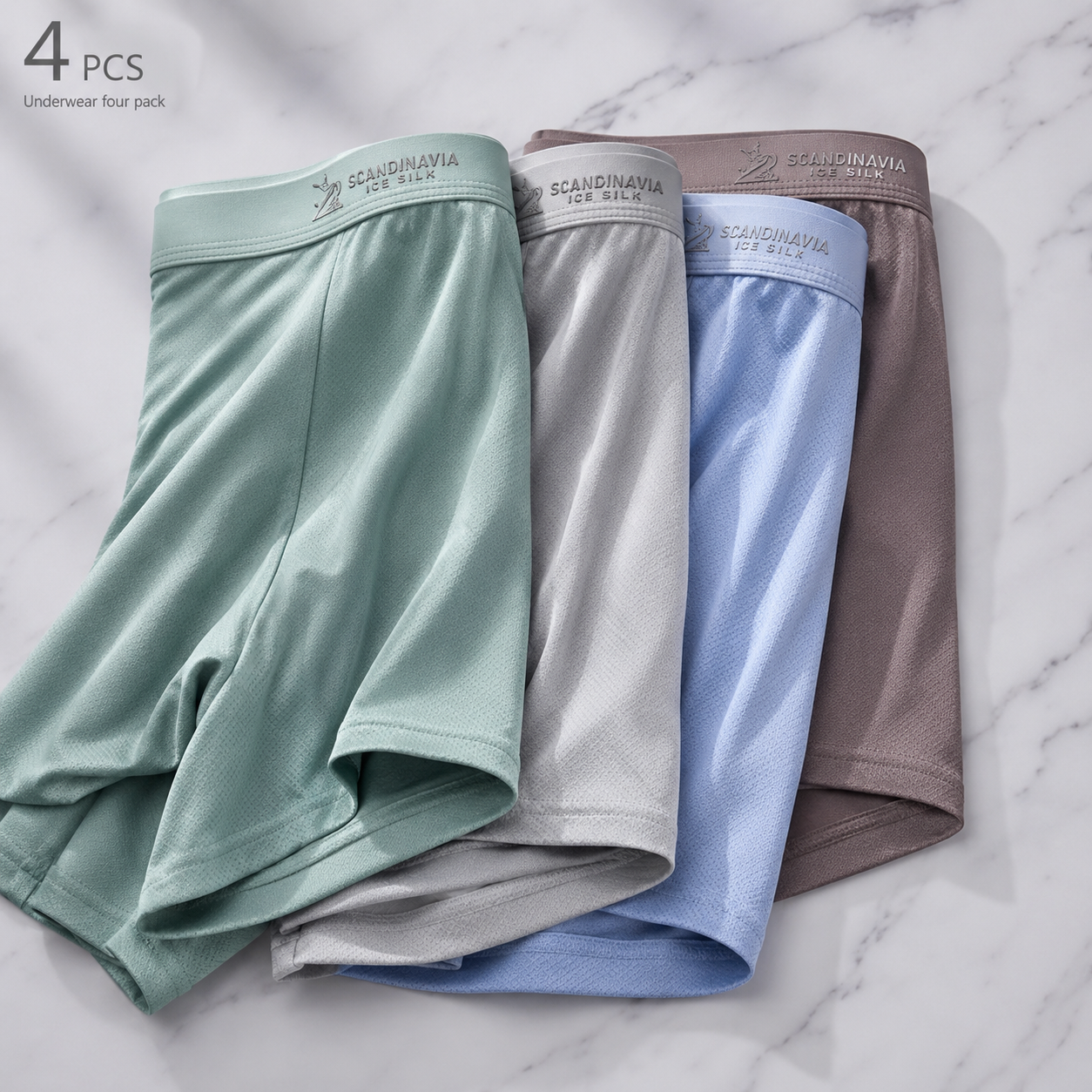 Premium Luxury Ice Silk Comfort Men’s Underwear (Set of 4)