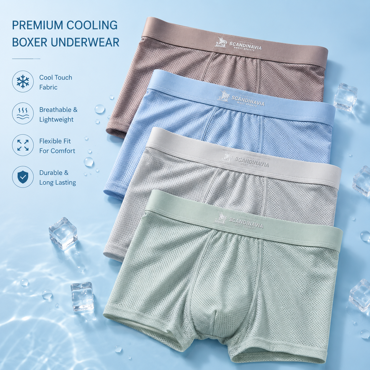 Premium Luxury Ice Silk Comfort Men’s Underwear (Set of 4)