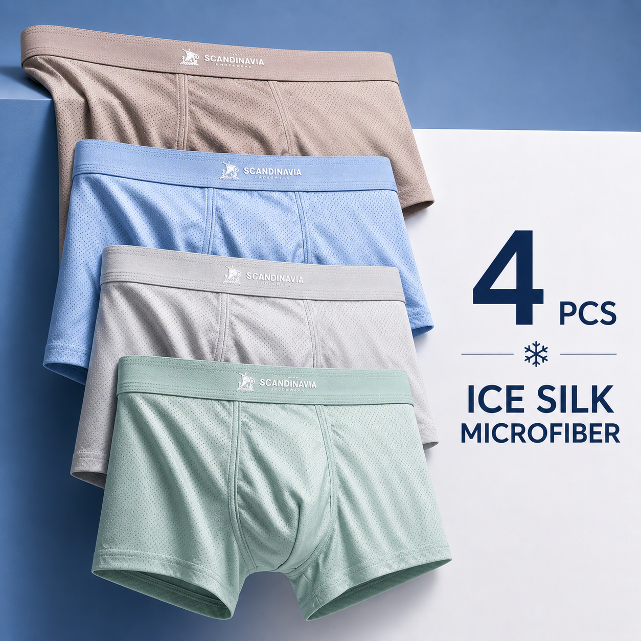 Premium Luxury Ice Silk Comfort Men’s Underwear (Set of 4)