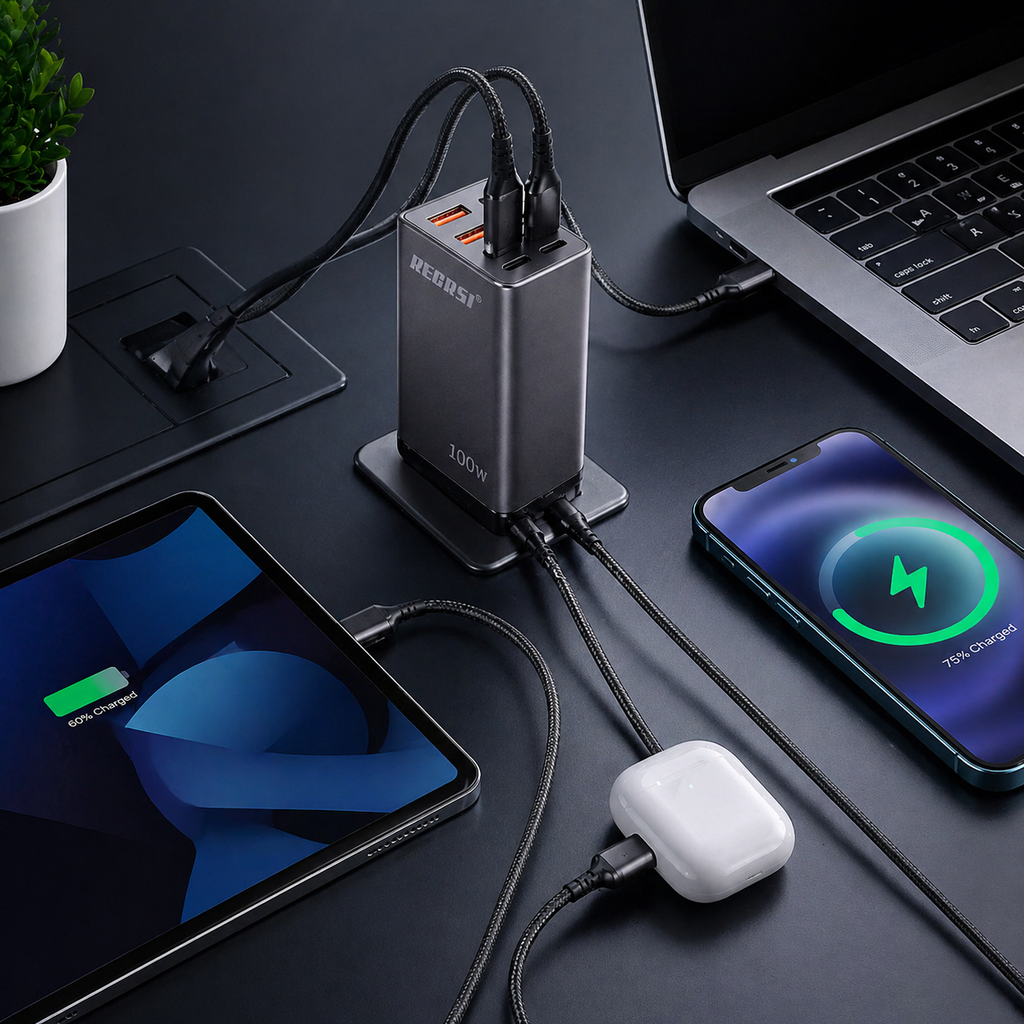 100W Super Fast Charging Multi-Port Adapter & Cable