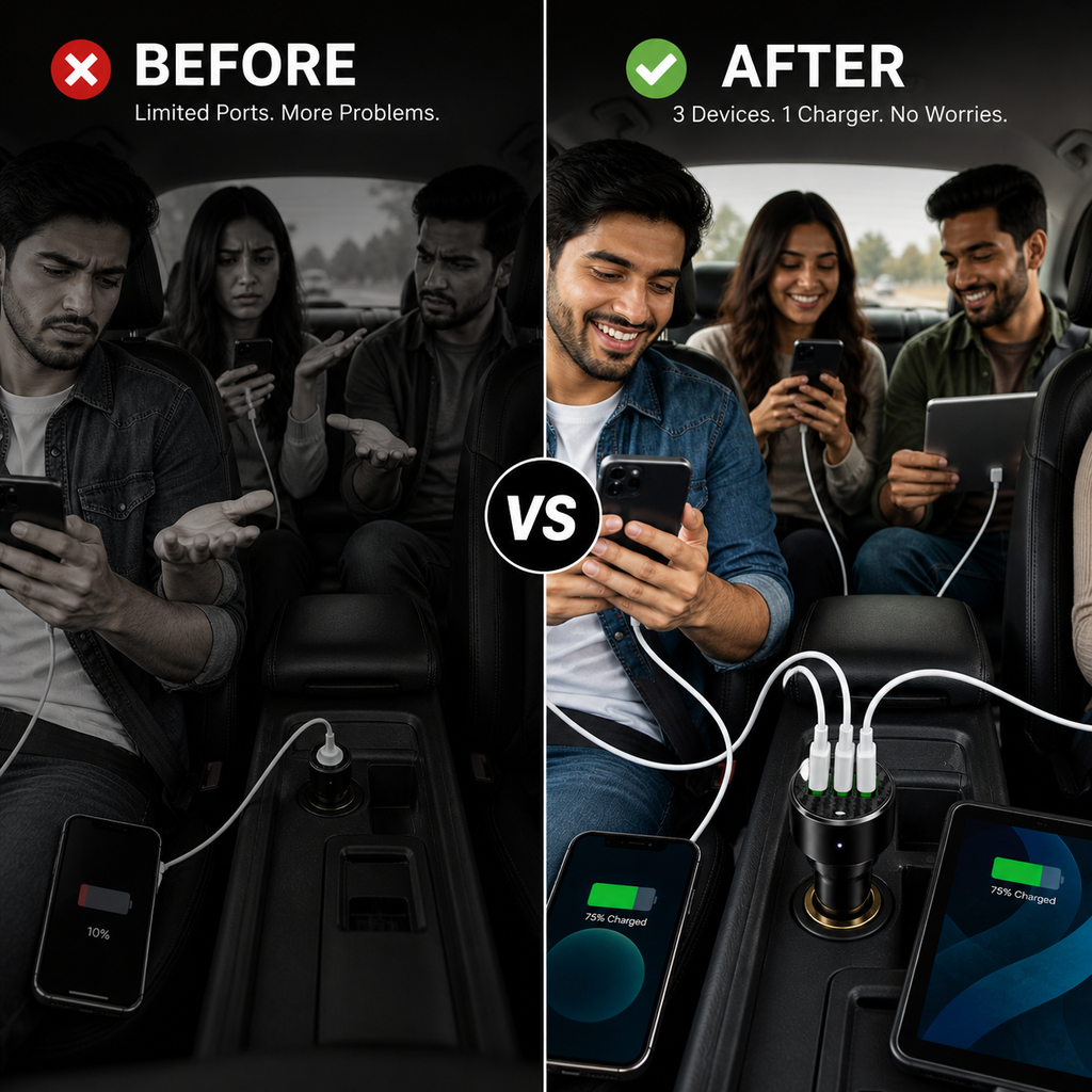 Regrsi Fast Charge Triple Port Car Adapter