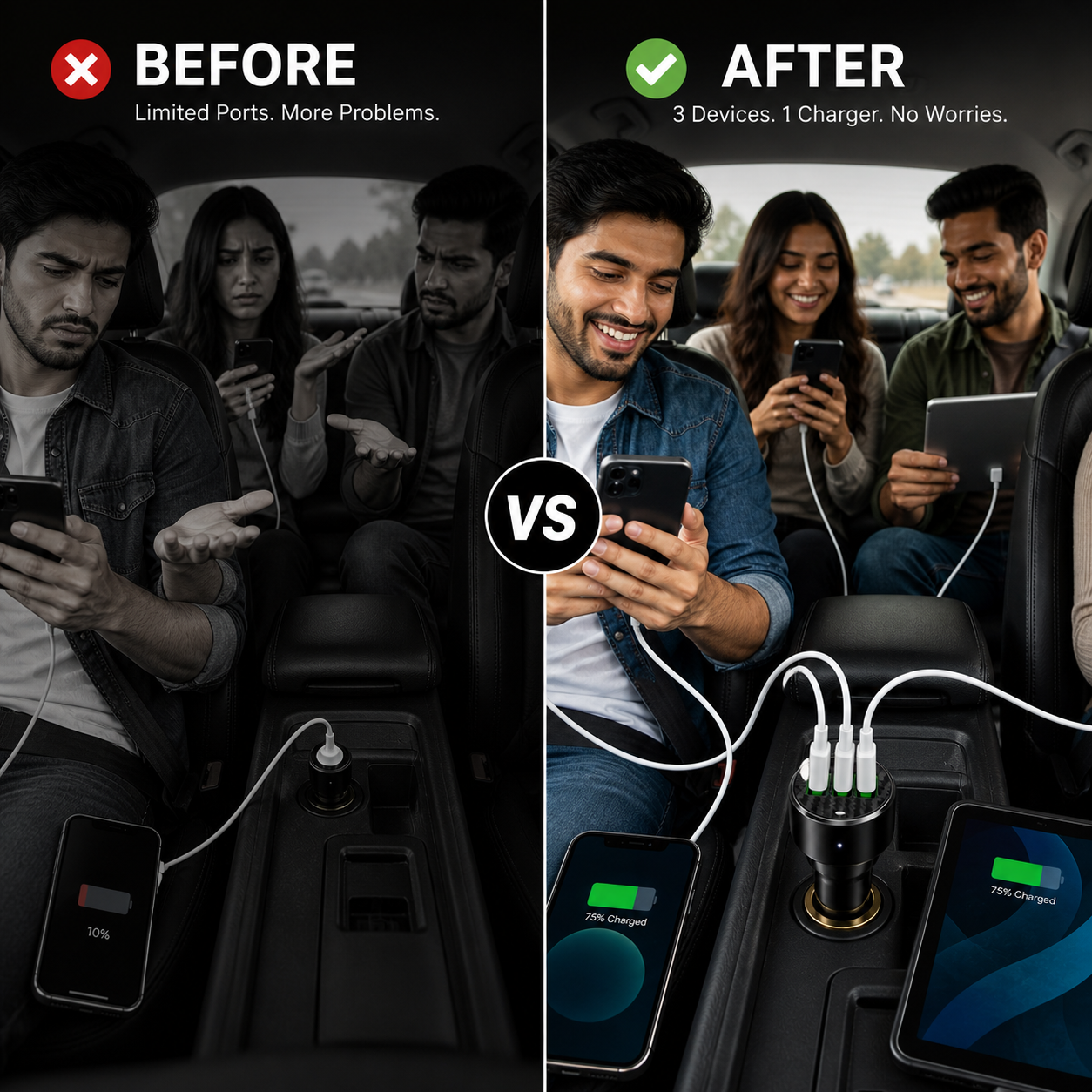 Regrsi Fast Charge Triple Port Car Adapter