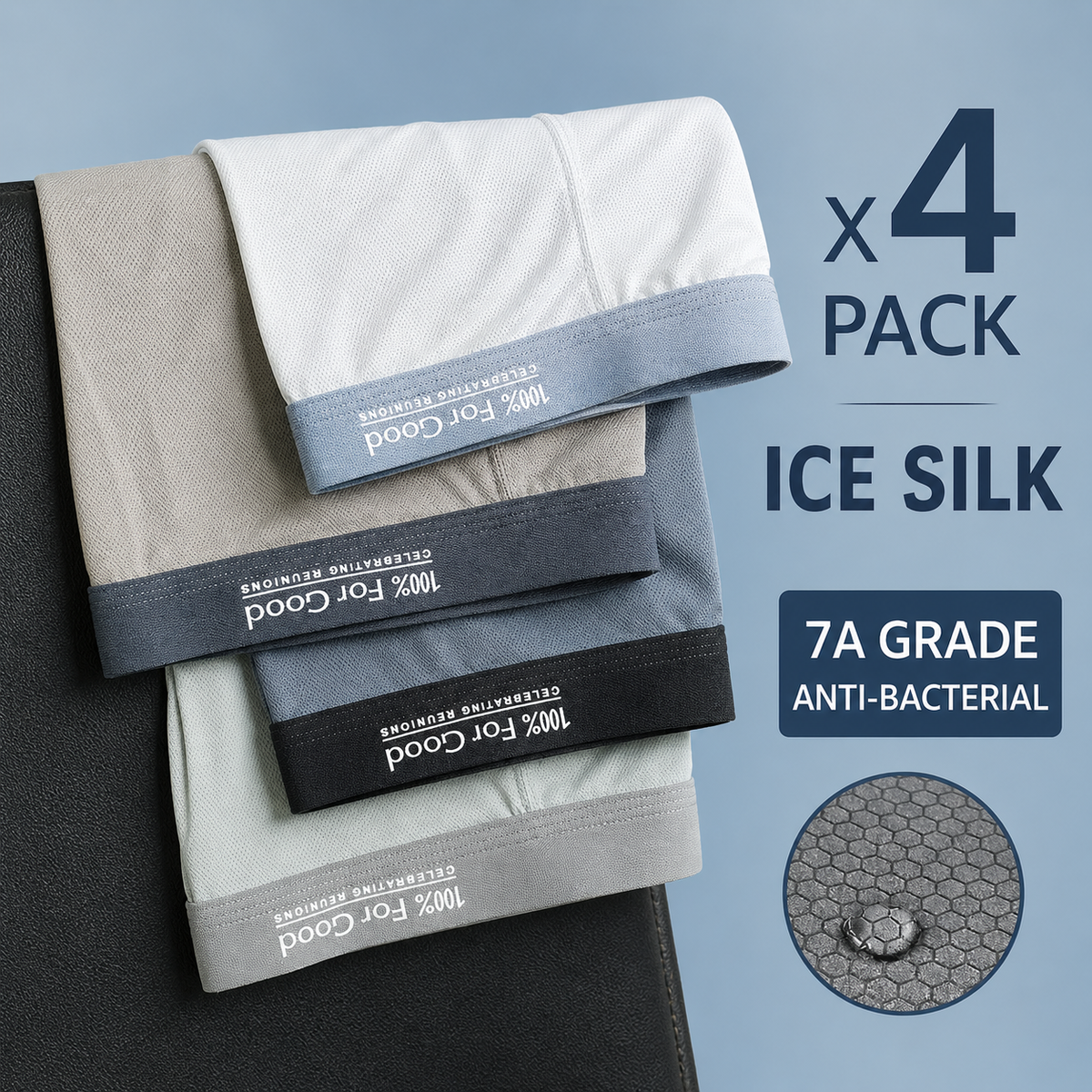 Premium Luxury Ice Silk Comfort Men’s Underwear (Set of 4)