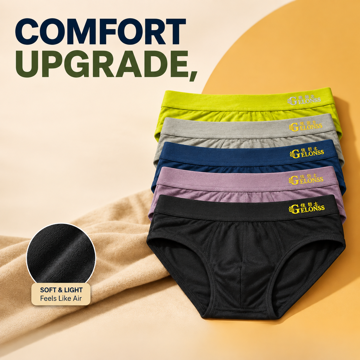 Feather Soft Breathable Men's Briefs ( Set of 5 )