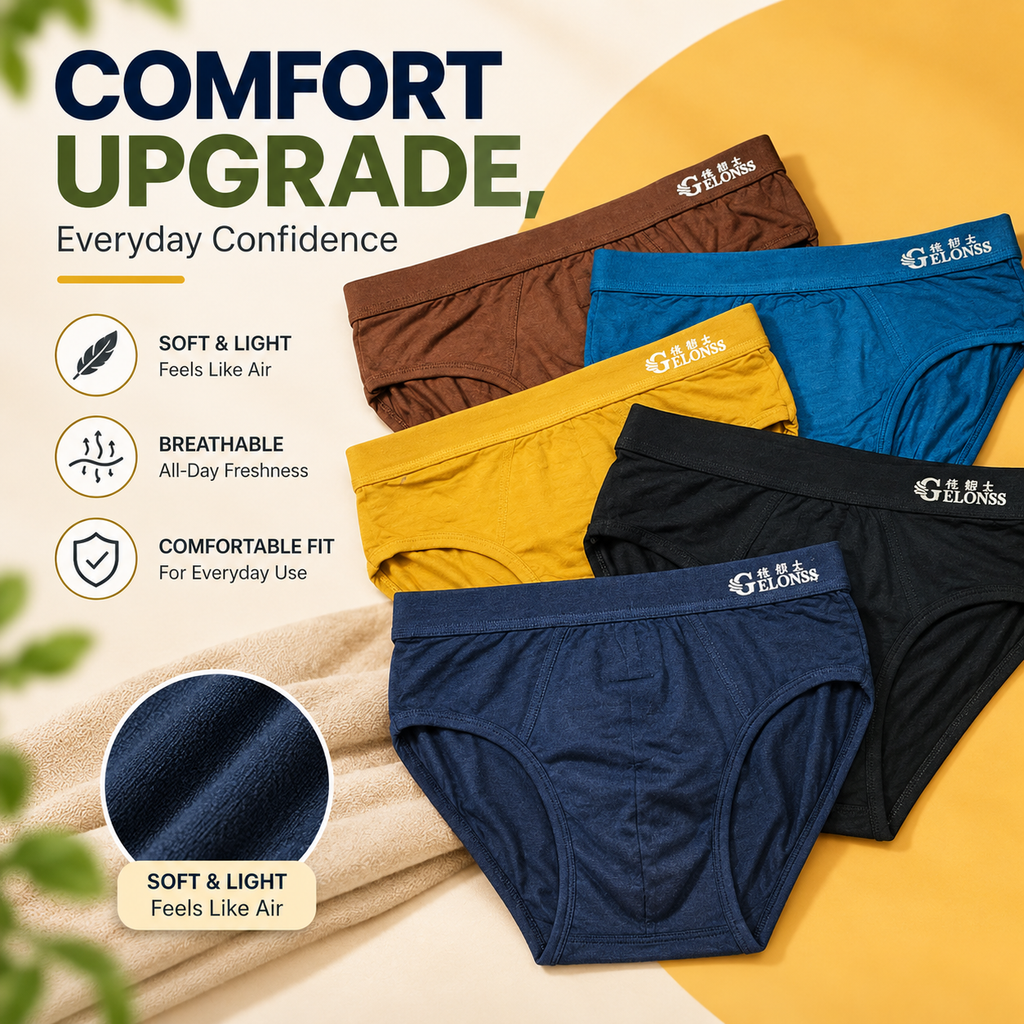 Feather Soft Breathable Men's Briefs ( Set of 5 )