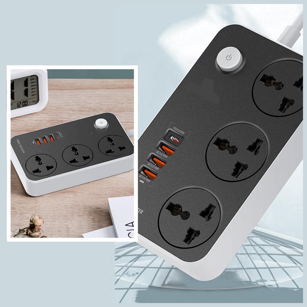 Maxline 3 Socket & 4 USB With Lightning Port Fast Charging Multiplug