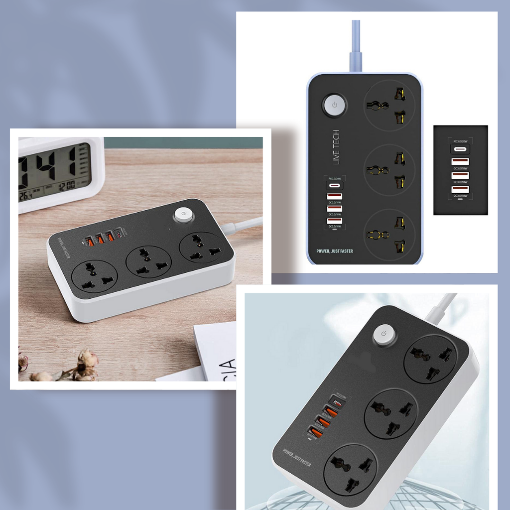 Maxline 3 Socket & 4 USB With Lightning Port Fast Charging Multiplug