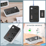 Maxline 3 Socket & 4 USB With Lightning Port Fast Charging Multiplug