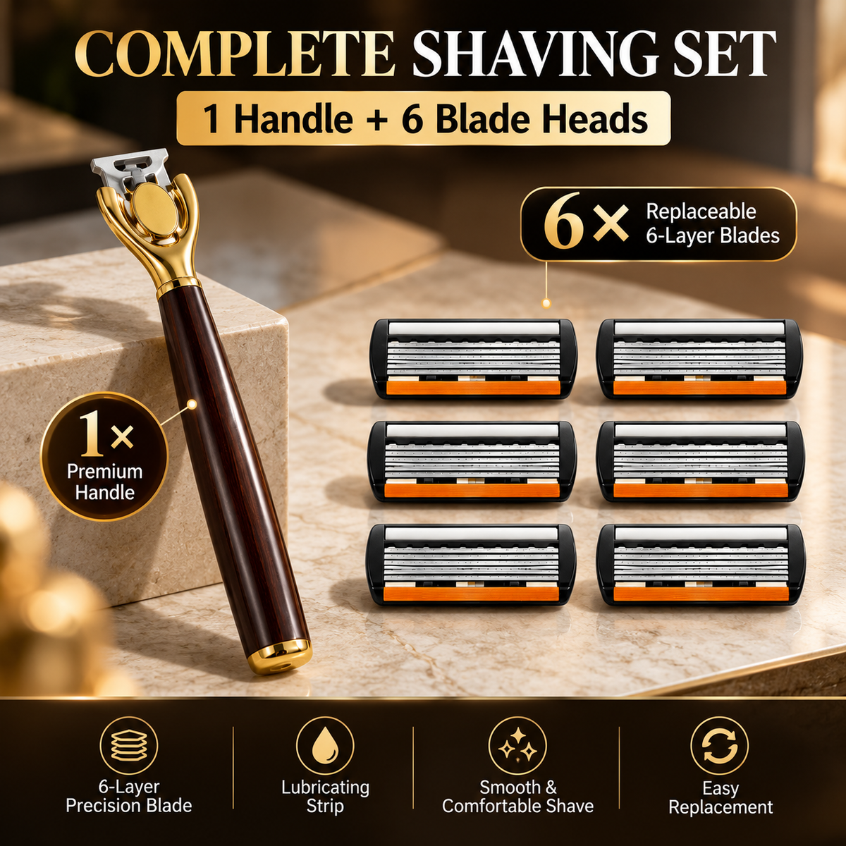 Royal-Edge 6-Layer Premium Shaving Razor with 6 Heads