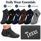 Texas Antimicrobial Breathable Men's Ankle Socks (Set of 6 Pairs)