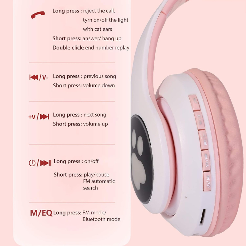 Colorful Cat Ear Wireless Headphones