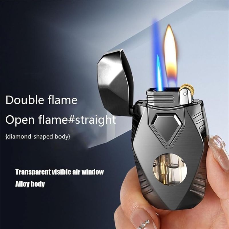 Dual Flame Windproof Butane Lighter