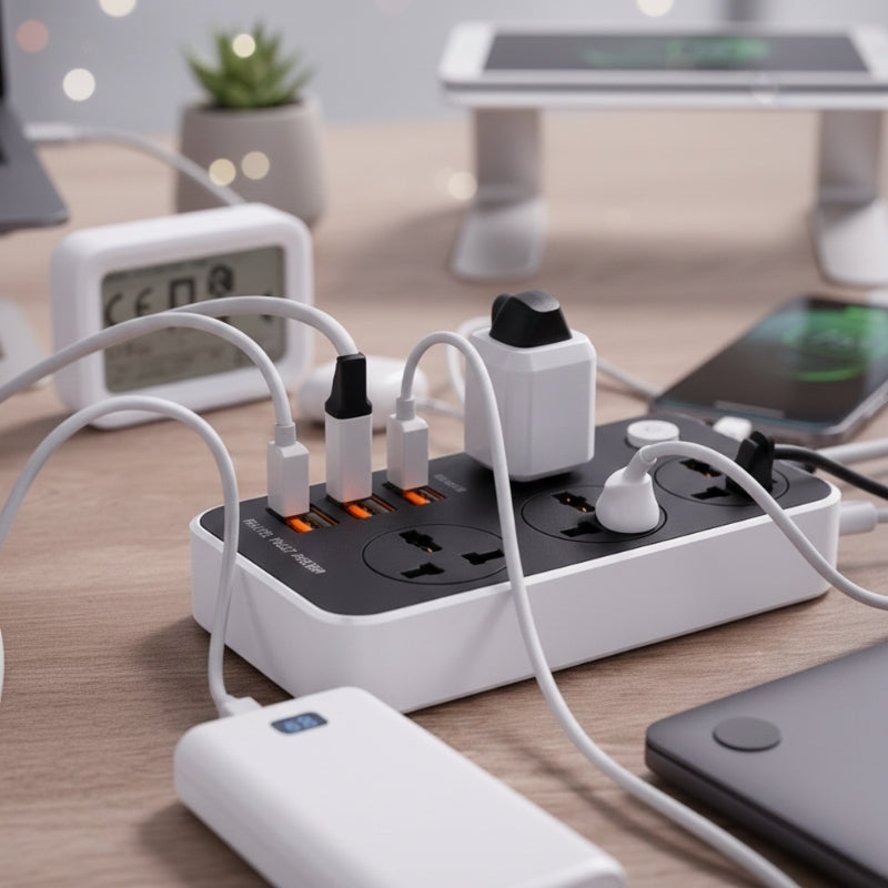 Maxline 3 Socket & 4 USB With Lightning Port Fast Charging Multiplug