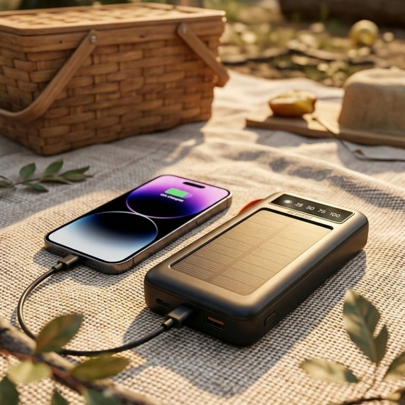 10000mAh Solar LED Multi Cable Power Bank